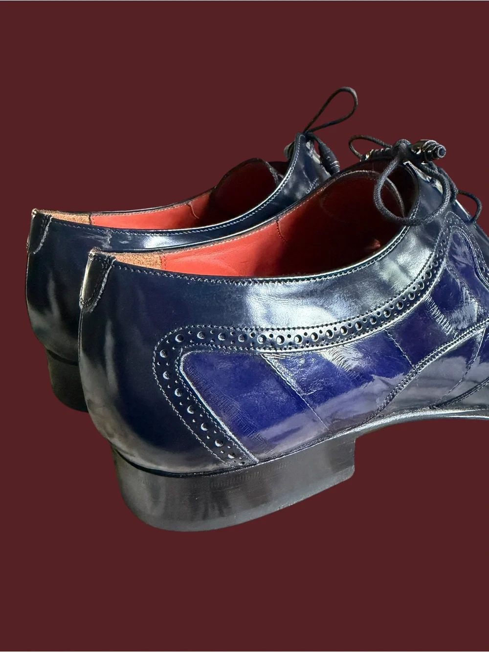 Mezlan Blue Leather Wingtip Oxford Dress Shoes Mens Size Size 13 Luxury Spain